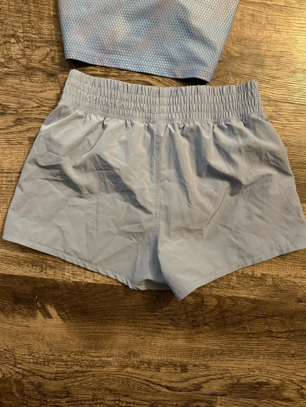 Girls Powder Blue Cropped Powersoft Tank & Active Shorts